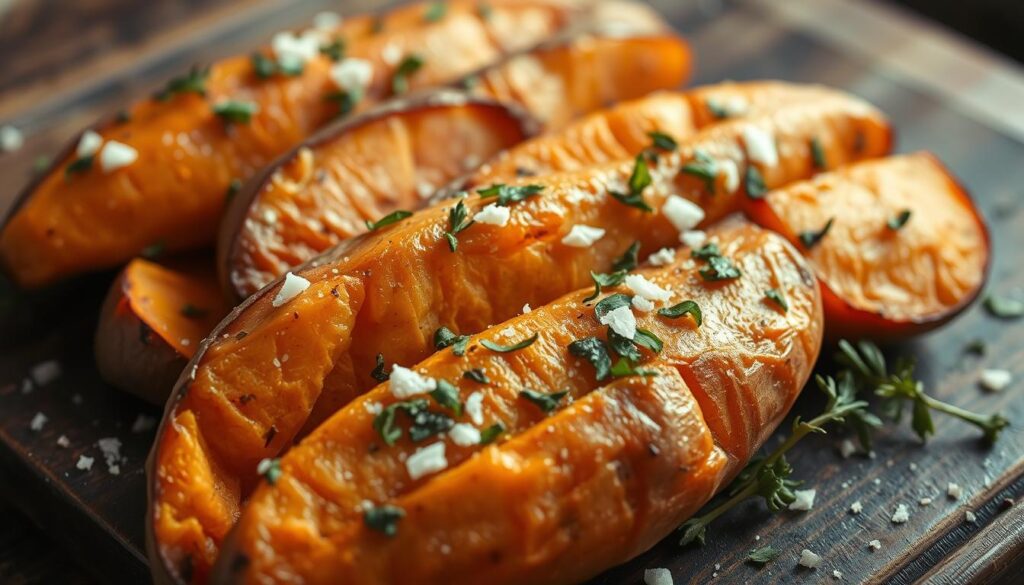 Budget-Friendly Garlic Roasted Sweet Potatoes